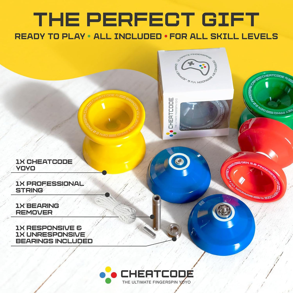 What comes with a Plastic Cheatcode: yoyo, pro string, bearing remover and two bearings