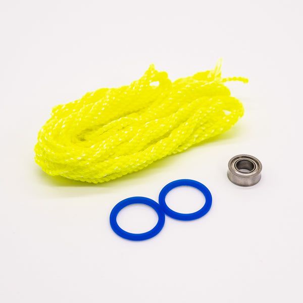 OFFSET Yoyo Maintenance Kit with yellow string, one pair of blue pads and a bearing