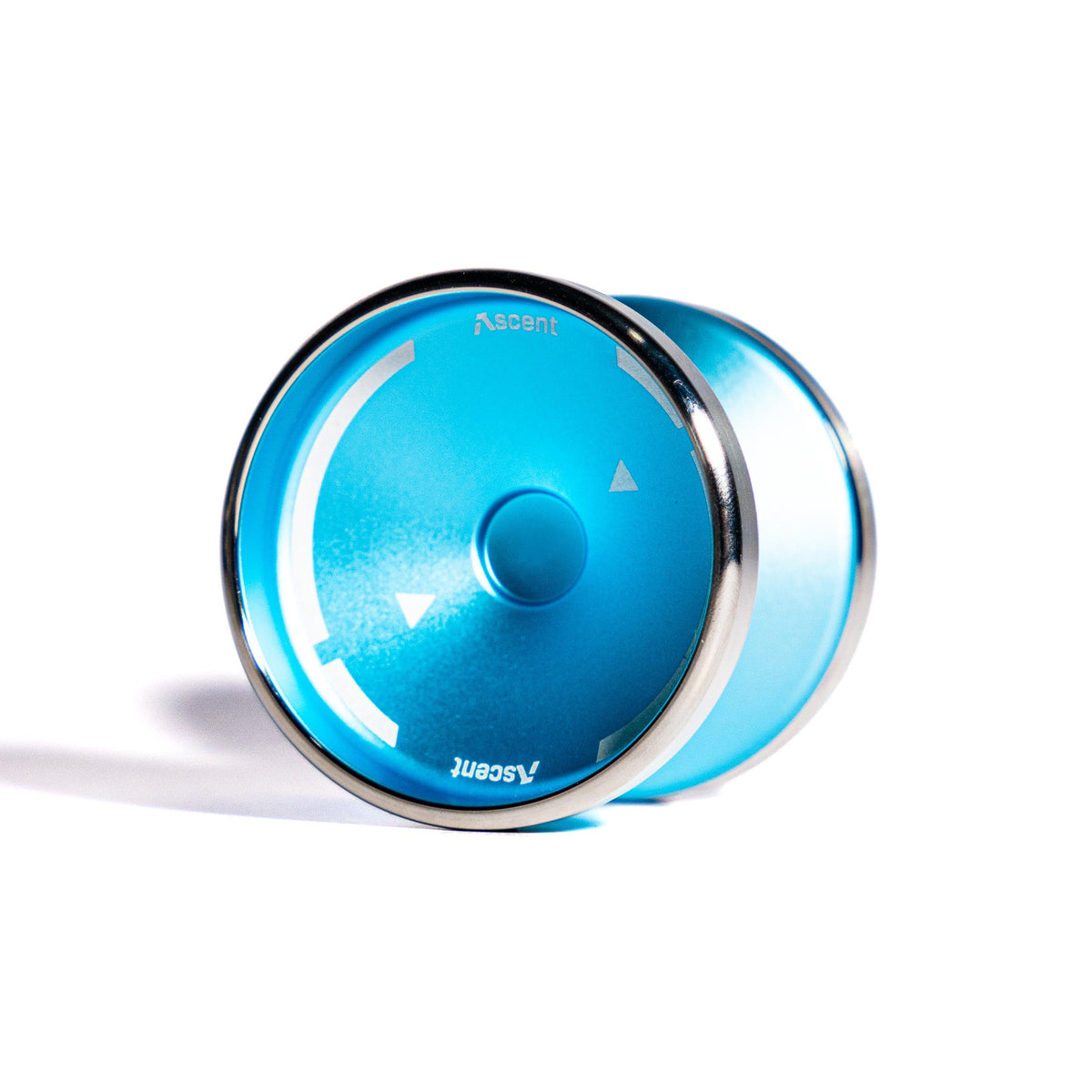 Bi-Metal Ascent yoyo in Aqua with stainless steel rims