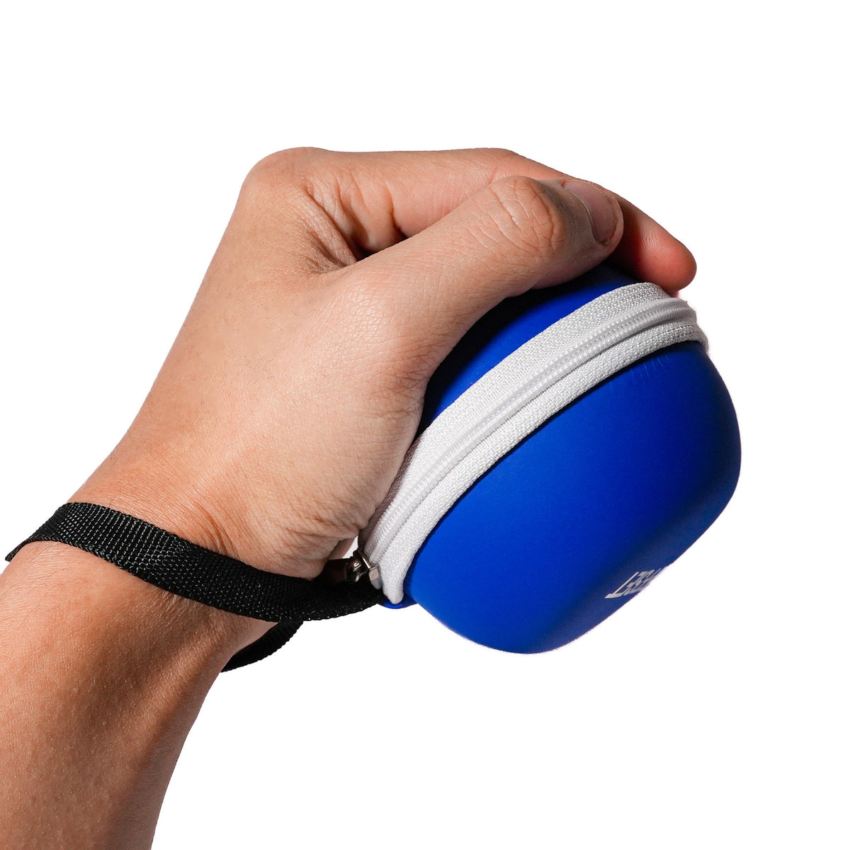 Blue OFFSET Small Hard Case carried in the hand with the strap around the wrist [hover]