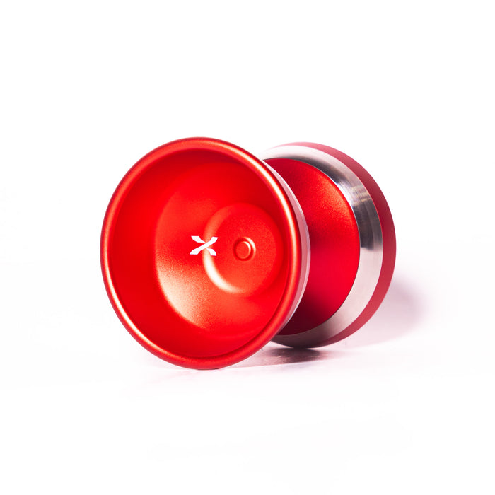 GALACTUS 60mm bi-metal competition yoyo in red with stainless steel rims