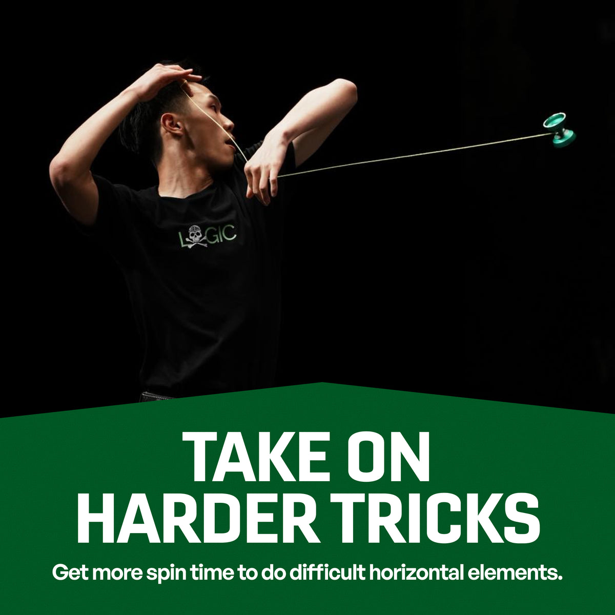 Allon Chen throwing the LOGIC LIMITLESS yoyo, more spin time for harder horizontal tricks