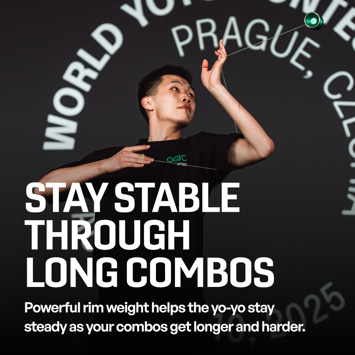 Allon Chen throwing the LOGIC 2 yoyo at the World Yo-Yo Contest in Prague