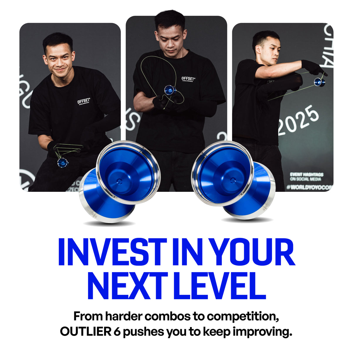 Brandon Vu competing with the OUTLIER 6 yoyo, built for harder combos and competition