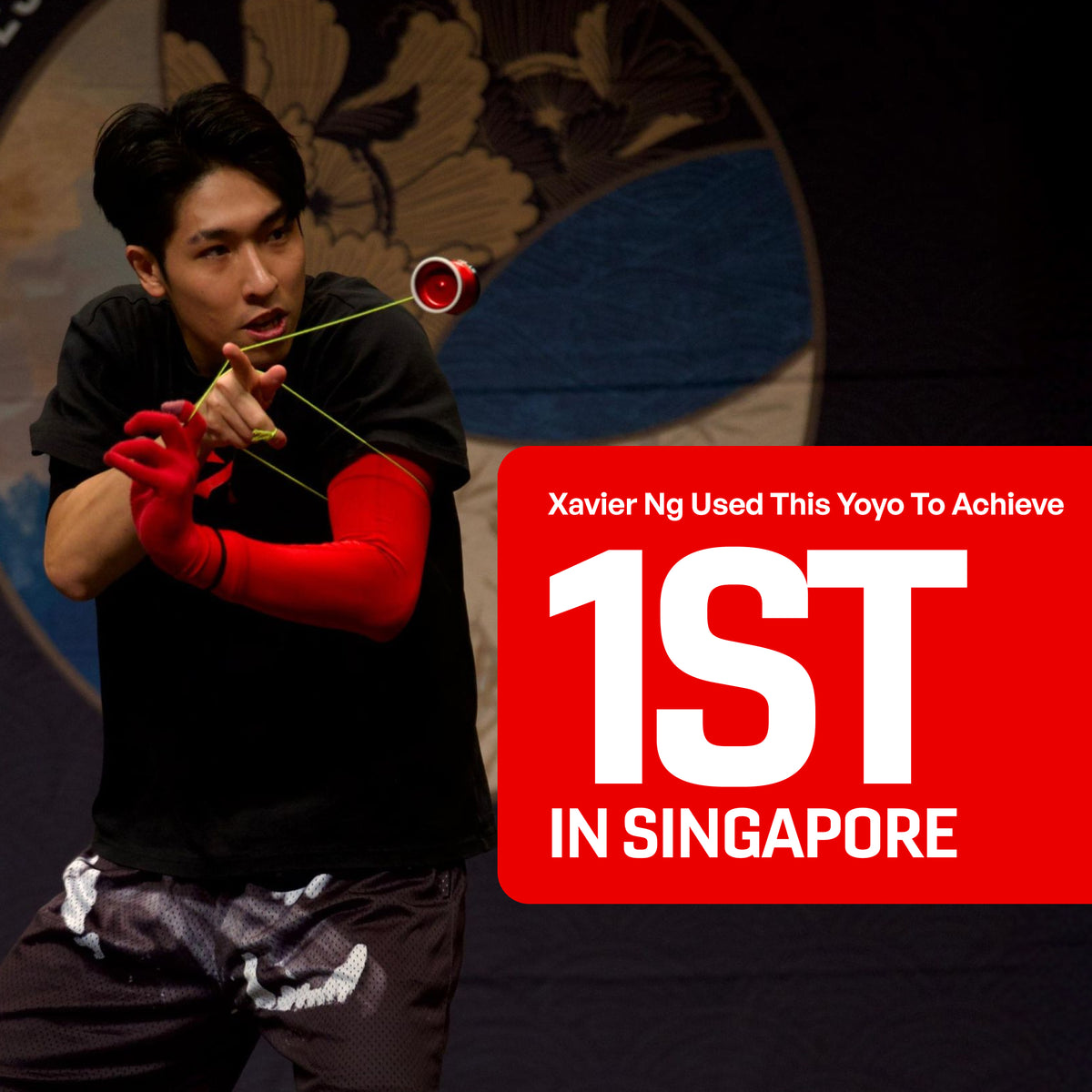 Xavier Ng holding the XENON SUPREME yoyo he used to place 1st in Singapore [hover]